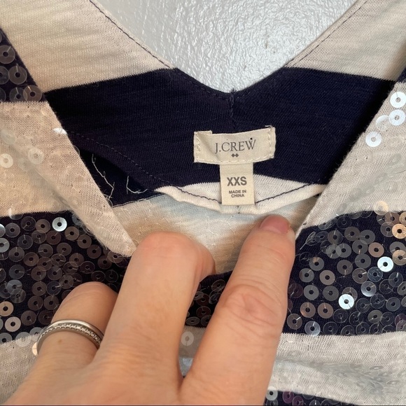 J. Crew Factory Navy/White Sequined Tank Top XXS - Picture 6 of 12